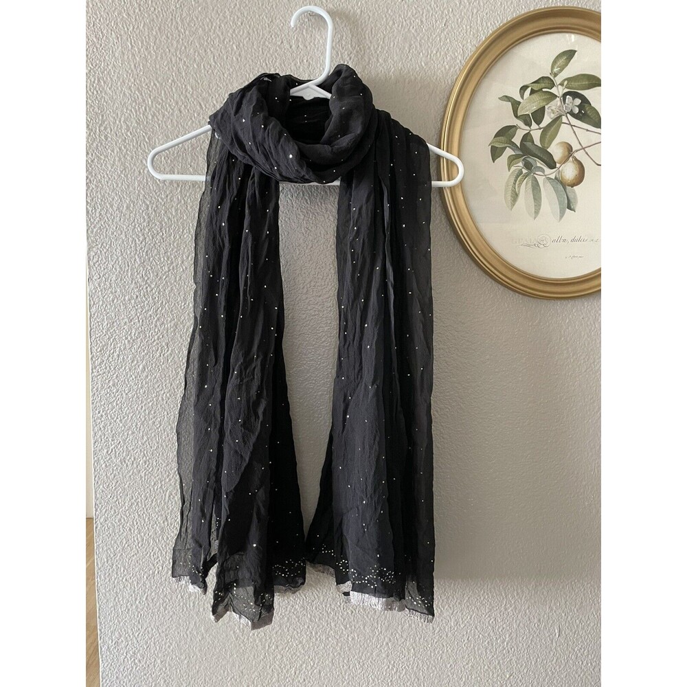 Women’s Black Scarf Shawl Wrap Sparkling 88x41 in